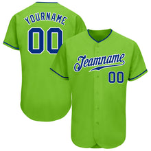 Загрузить изображение в средство просмотра галереи, Custom Neon Green Royal-White Authentic Baseball Jersey
