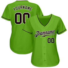 Laden Sie das Bild in den Galerie-Viewer, Custom Neon Green Brown-White Authentic Baseball Jersey
