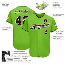 Laden Sie das Bild in den Galerie-Viewer, Custom Neon Green Brown-White Authentic Baseball Jersey
