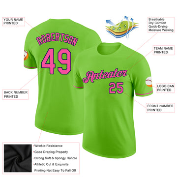 Custom Neon Green Pink-Navy Performance T-Shirt