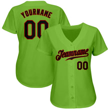Load image into Gallery viewer, Custom Neon Green Black-Red Authentic Baseball Jersey
