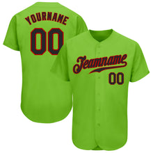 Charger l&#39;image dans la galerie, Custom Neon Green Black-Red Authentic Baseball Jersey
