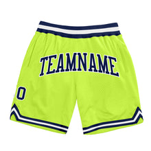 Laden Sie das Bild in den Galerie-Viewer, Custom Neon Green Navy-White Authentic Throwback Basketball Shorts
