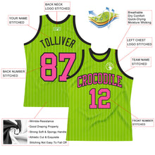 Laden Sie das Bild in den Galerie-Viewer, Custom Neon Green White Pinstripe Pink-Black Authentic Basketball Jersey
