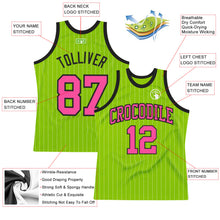 Load image into Gallery viewer, Custom Neon Green White Pinstripe Pink-Black Authentic Basketball Jersey
