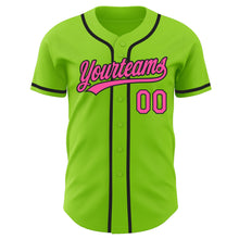 Load image into Gallery viewer, Custom Neon Green Pink-Black Authentic Baseball Jersey
