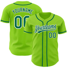 Load image into Gallery viewer, Custom Neon Green Kelly Green-White Authentic Baseball Jersey
