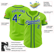 Laden Sie das Bild in den Galerie-Viewer, Custom Neon Green Royal-White Authentic Baseball Jersey
