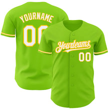 Load image into Gallery viewer, Custom Neon Green White-Yellow Authentic Baseball Jersey
