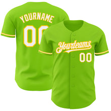 Загрузить изображение в средство просмотра галереи, Custom Neon Green White-Yellow Authentic Baseball Jersey
