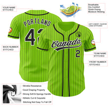 Load image into Gallery viewer, Custom Neon Green Black Pinstripe White Authentic Baseball Jersey
