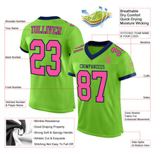 Load image into Gallery viewer, Custom Neon Green Pink-Navy Mesh Authentic Football Jersey
