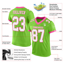 Load image into Gallery viewer, Custom Neon Green White-Pink Mesh Authentic Football Jersey
