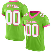 Load image into Gallery viewer, Custom Neon Green White-Pink Mesh Authentic Football Jersey
