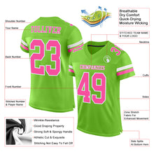 Laden Sie das Bild in den Galerie-Viewer, Custom Neon Green Pink-White Mesh Authentic Football Jersey
