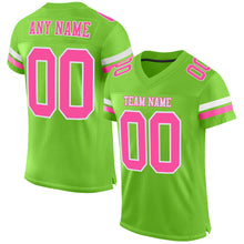 Laden Sie das Bild in den Galerie-Viewer, Custom Neon Green Pink-White Mesh Authentic Football Jersey
