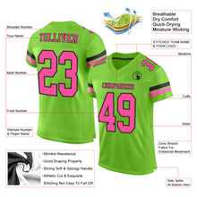Load image into Gallery viewer, Custom Neon Green Pink-Black Mesh Authentic Football Jersey
