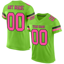 Load image into Gallery viewer, Custom Neon Green Pink-Black Mesh Authentic Football Jersey
