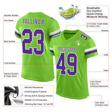 Laden Sie das Bild in den Galerie-Viewer, Custom Neon Green Purple-White Mesh Authentic Football Jersey
