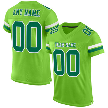 Custom Neon Green Kelly Green-White Mesh Authentic Football Jersey