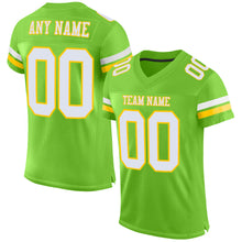 Load image into Gallery viewer, Custom Neon Green White-Yellow Mesh Authentic Football Jersey
