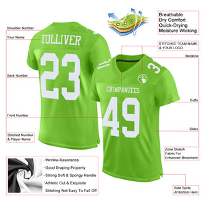 Custom Neon Green White Mesh Authentic Football Jersey