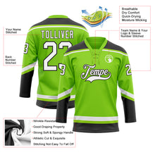 Laden Sie das Bild in den Galerie-Viewer, Custom Neon Green White-Black Hockey Lace Neck Jersey
