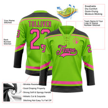 Laden Sie das Bild in den Galerie-Viewer, Custom Neon Green Pink-Black Hockey Lace Neck Jersey
