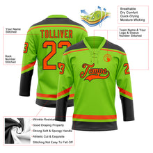 Laden Sie das Bild in den Galerie-Viewer, Custom Neon Green Orange-Black Hockey Lace Neck Jersey

