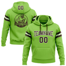 Load image into Gallery viewer, Custom Stitched Neon Green Brown-White Football Pullover Sweatshirt Hoodie
