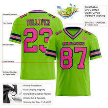 Laden Sie das Bild in den Galerie-Viewer, Custom Neon Green Pink-Navy Mesh Authentic Football Jersey
