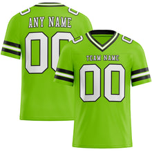 Load image into Gallery viewer, Custom Neon Green White-Black Mesh Authentic Football Jersey
