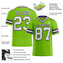 Laden Sie das Bild in den Galerie-Viewer, Custom Neon Green White-Purple Mesh Authentic Football Jersey
