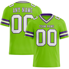 Load image into Gallery viewer, Custom Neon Green White-Purple Mesh Authentic Football Jersey
