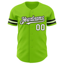 Load image into Gallery viewer, Custom Neon Green White-Black Authentic Baseball Jersey
