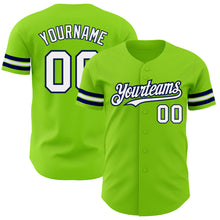 Charger l&#39;image dans la galerie, Custom Neon Green White-Navy Authentic Baseball Jersey
