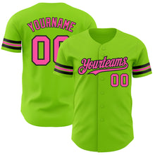 Load image into Gallery viewer, Custom Neon Green Pink-Black Authentic Baseball Jersey
