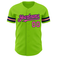 Загрузить изображение в средство просмотра галереи, Custom Neon Green Pink-Navy Authentic Baseball Jersey
