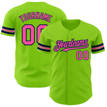 Laden Sie das Bild in den Galerie-Viewer, Custom Neon Green Pink-Navy Authentic Baseball Jersey
