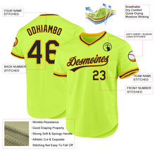 Load image into Gallery viewer, Custom Neon Green Black-Gold Authentic Throwback Baseball Jersey

