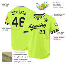 Load image into Gallery viewer, Custom Neon Green Black-White Authentic Throwback Baseball Jersey
