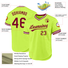 Load image into Gallery viewer, Custom Neon Green Maroon-White Authentic Throwback Baseball Jersey
