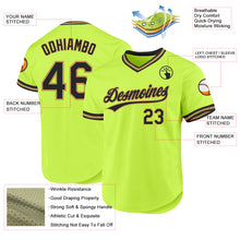 Load image into Gallery viewer, Custom Neon Green Black-Old Gold Authentic Throwback Baseball Jersey
