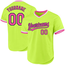 Load image into Gallery viewer, Custom Neon Green Pink-Navy Authentic Throwback Baseball Jersey
