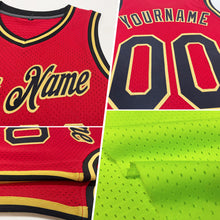 Load image into Gallery viewer, Custom Neon Green Red-White Authentic Throwback Basketball Jersey
