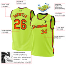 Load image into Gallery viewer, Custom Neon Green Orange-Black Authentic Throwback Basketball Jersey
