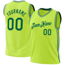 Load image into Gallery viewer, Custom Neon Green Kelly Green-White Authentic Throwback Basketball Jersey
