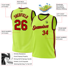 Load image into Gallery viewer, Custom Neon Green Red-Black Authentic Throwback Basketball Jersey
