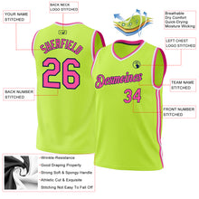 Laden Sie das Bild in den Galerie-Viewer, Custom Neon Green Pink Navy-White Authentic Throwback Basketball Jersey
