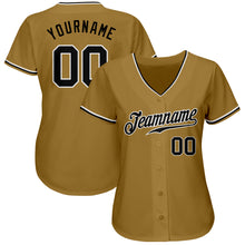 Load image into Gallery viewer, Custom Old Gold Black-White Authentic Baseball Jersey
